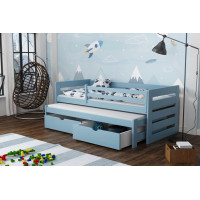 Detská posteľ z masívu borovice JOLANA s prístelkou a šuplíky - 200x90 cm