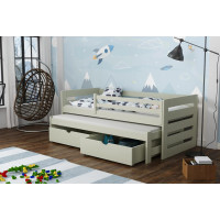 Detská posteľ z masívu borovice JOLANA s prístelkou a šuplíky - 200x90 cm