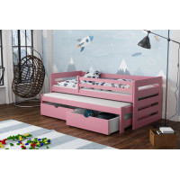 Detská posteľ z masívu borovice JOLANA s prístelkou a šuplíky - 200x90 cm