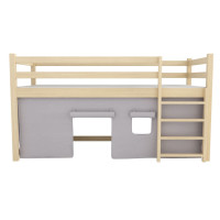 Detská vyvýšená posteľ z masívu borovice PORTO - 200x90 cm - OLIVOVO ZELENÁ