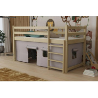 Detská vyvýšená posteľ z masívu borovice PORTO - 200x90 cm - prírodná borovica