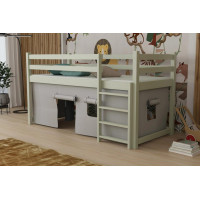 Detská vyvýšená posteľ z masívu borovice PORTO - 200x90 cm - OLIVOVO ZELENÁ