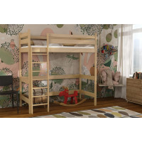 Detská vyvýšená posteľ z masívu borovice TEXAS - 200x90 cm - PRÍRODNÁ BOROVICA