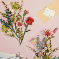 ROBOTIME Rowood 3D drevené puzzle Košík s kvetmi 428 dielikov