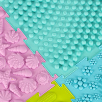 Senzorická podložka Montessori na masáž nôh 8 dielikov - pastelové farby