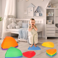 Senzorický Montessori chodník Riečne kamene pre tréning rovnováhy 11 prvkov - farebná