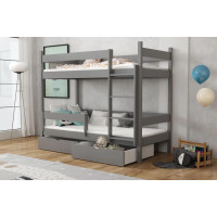 Detská poschodová posteľ z masívu borovice LEGEND so šuplíkmi - 180x80 cm