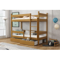 Detská poschodová posteľ z masívu borovice LEGEND so šuplíkmi - 200x90 cm