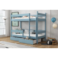 Detská poschodová posteľ z masívu borovice LEGEND so šuplíkmi - 200x90 cm