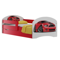 Detská posteľ so šuplíkmi ČERVENÝ ŠPORTÁK 160x80 cm - červená / biela