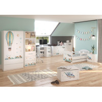 Detská posteľ OSKAR - 180x80 cm - DO NEBES - so šuplíkom, 1x dlhá + 1x krátka zábrana