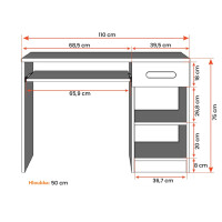 Písací stôl SMYK - šedý/biely (viac variant)