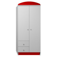 Šatníková skriňa ČERVENÝ ŠPORTIAK - TYP E, červená / biela