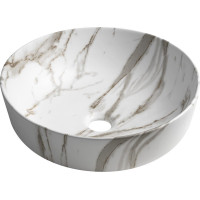 Sapho RONDEA keramické umývadlo na dosku Ø 41cm, bianco carrara AR445BC