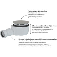 Polysan Vaničkový sifón, priemer 90mm, DN40, nízky, krytka meď mat 17916PG