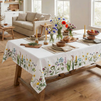 Veľkonočný obrus BLOOM Kvety - 130x180 cm - biely