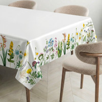 Veľkonočný obrus BLOOM Kvety - 130x180 cm - biely