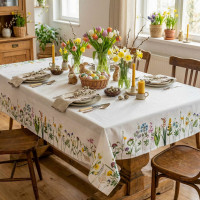 Veľkonočný obrus BLOOM Kvety - 140x200 cm - biely