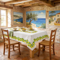 Dekoračný obrus LIMONE Citróny - 140x200 cm - biely