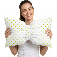 Dekoračný vankúš GLAM 30x50 cm - biely/zelené bodky