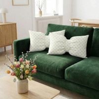 Dekoračný vankúš GLAM 30x50 cm - biely/zelené bodky