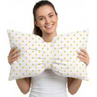 Dekoračný vankúš GLAM 30x50 cm - biely/žlté bodky