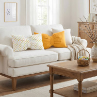 Dekoračný vankúš GLAM 30x50 cm - biely/žlté bodky