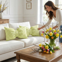 Dekoračný vankúš GLAM 30x50 cm - károvaný zelený