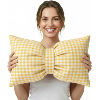 Dekoračný vankúš GLAM 30x50 cm - károvaný žltý