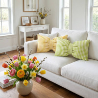 Dekoračný vankúš GLAM 30x50 cm - károvaný žltý