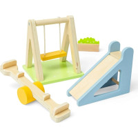 Bigjigs Toys Drevený nábytok do domčeka pre bábiky Vonkajšie ihrisko