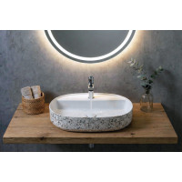 Isvea INFINITY OVAL keramické umývadlo na dosku, 60x40cm, terrazzo 10NF65060-2L-TRZ