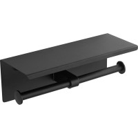 Sapho Dvojitý držiak toaletného papiera s poličkou 30cm, čierna mat UN1196B