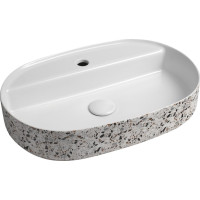Isvea INFINITY OVAL keramické umývadlo na dosku, 60x40cm, terrazzo 10NF65060-2L-TRZ