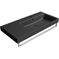 GSI NUBES keramické umývadlo 100x50cm, s odkladacou plochou vľavo, čierna mat 9628126