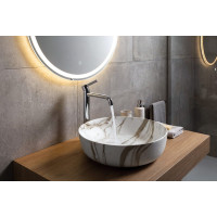 Sapho RONDEA keramické umývadlo na dosku Ø 41cm, bianco carrara AR445BC