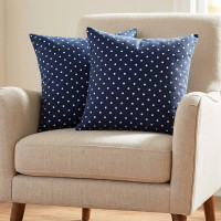 Obliečka na vankúš HAPPY 40x40 cm - tmavo modrý/biele bodky