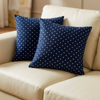 Obliečka na vankúš HAPPY 40x40 cm - tmavo modrý/biele bodky