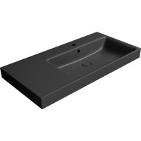 GSI NUBES keramické umývadlo 100x50cm, s odkladacou plochou vľavo, čierna mat 9628126
