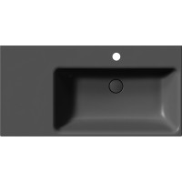 GSI NUBES keramické umývadlo 100x50cm, s odkladacou plochou vľavo, čierna mat 9628126