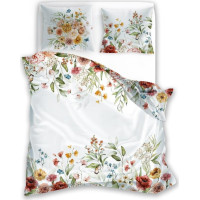 Saténové obliečky NOBILE Lúčne kvety - biele - 140x200 cm