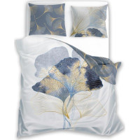 Saténové obliečky NOBILE Ginkgo - biele / šedé - 140x200 cm