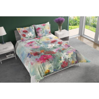 Saténové obliečky NOBILE Pastelové kvety - tyrkysové - 160x200 cm