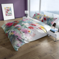 Saténové obliečky NOBILE Pastelové kvety - tyrkysové - 160x200 cm