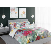 Saténové obliečky NOBILE Pastelové kvety - tyrkysové - 160x200 cm