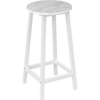 Kovová barová stolička FLINT White - biela/biely mramor