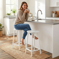 Kovová barová stolička FLINT White - biela/biely mramor