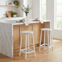 Kovová barová stolička FLINT White - biela/biely mramor