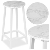 Kovová barová stolička FLINT White - biela/biely mramor