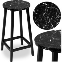 Kovová barová stolička FLINT Black - čierna / čierny mramor